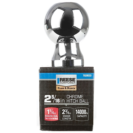Reese Towpower 1-1/4 in. x 2-3/4 in. Shank 14K lb. Capacity Hitch Ball, 2-5/16 in. Ball Diameter, Chrome