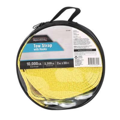Image showing  2 in. x 30 ft. Tow Strap with Hooks, 3,300 lb. Capacity, Yellow
