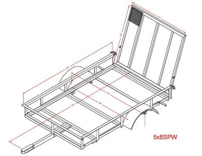 Image showing  5 ft. x 8 ft. Wood Floor Utility Trailer, 1,450 lb. Max Capacity