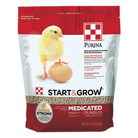 Purina Start and Grow Medicated Crumbles Poultry Feed, 5 lb.