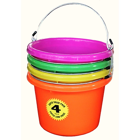 Fortiflex 2 gal. Multipurpose Buckets, Neon, 4-Pack