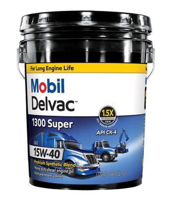 Mobil Delvac 1300 Super Heavy Duty Premium Synthetic Blend Diesel Engine Oil 15W-40, 5 Gal