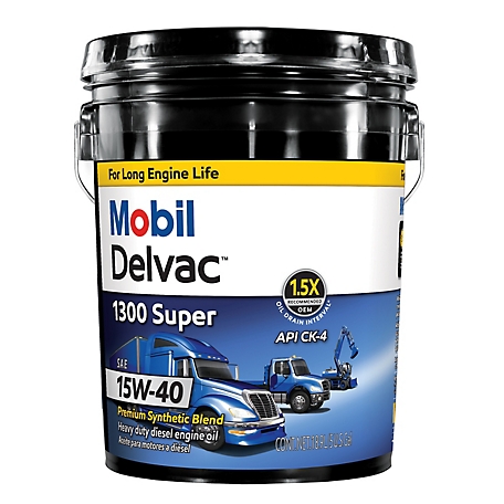 Mobil Delvac 1300 Super Heavy Duty Premium Synthetic Blend Diesel Engine Oil 15W-40, 5 Gal