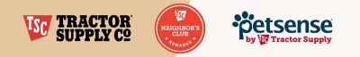 Tractor Supply Co., Neighbor's Club Rewards, and PetSense by Tractor Supply logos, representing Tractor Supply's pet care and customer rewards programs.
