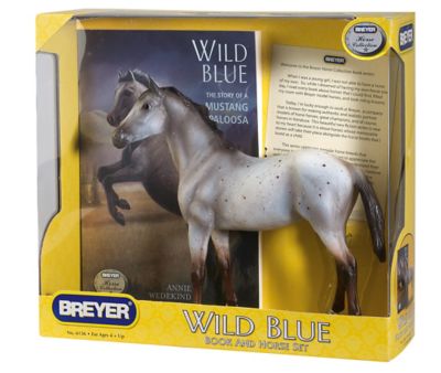 Image showing  Wild Blue Mustang Horse Toy Figurine and Book Set