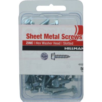 Image showing  #8 x 1-1/2 in. Slotted Hex Washer Head Sheet Metal Screws, 50-Pack