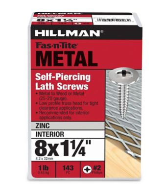 Hillman #8 x 1-1/4 in. Truss Washer Head Needle Point Lath Screws, 1lb Box