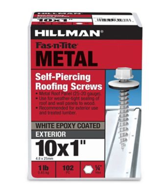 Hillman Project Center White Painted Self-Piercing Sheeter (#10 x 1 in.) -1lb