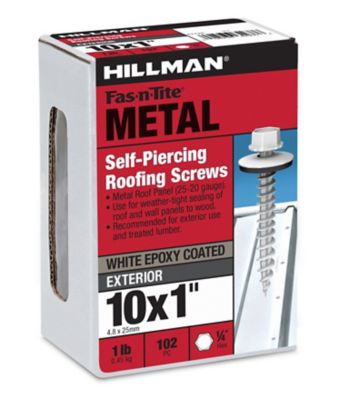 Image showing  #10 x 1 in. White Painted Self-Piercing Sheeter, 1lb Box