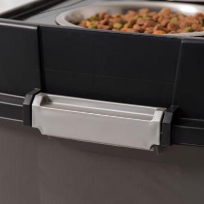 IRIS USA Elevated Stainless Steel Pet Feeder with Airtight Storage, 8 Cups, Large, 2-Bowls IRIS USA Elevated Stainless Steel Pet Feeder with Airtight Storage, 8 Cups, Large, 2-Bowls