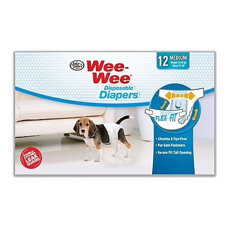 Four Paws Wee-Wee Unisex Medium Disposable Dog Diapers, 12 ct.