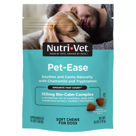 Nutri-Vet Pet-Ease Calming Soft Chewable Treats for Dogs 70 ct Dog Anxiety Supplements