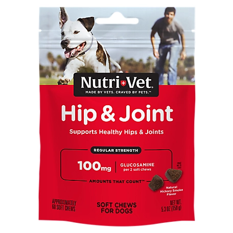 Nutri-Vet Hip and Joint Regular Strength Soft Chew Supplement for Dogs ...