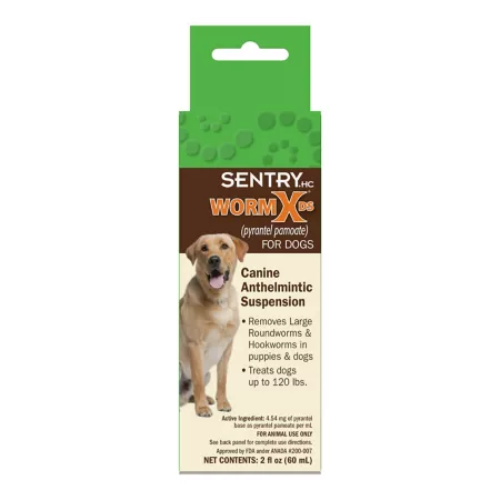 Sentry HC WormX DS Pyrantel Pamoate Liquid Dewormer Anthelmintic Suspension for Dogs 2 oz. Dog Dewormers