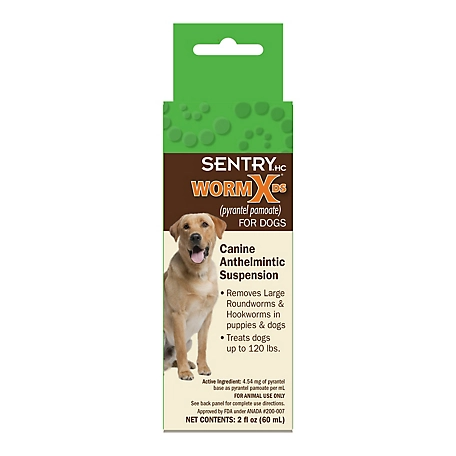 Sentry HC WormX DS Pyrantel Pamoate Anthelmintic Suspension Dewormer Liquid for Dogs, 2 oz.