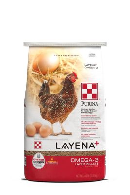 Purina Layena and Omega-3 Layer Pelleted Chicken Feed, 40 lb. Bag