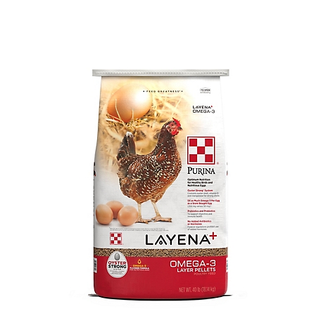 Purina Layena and Omega-3 Layer Laying Poultry Feed, 40 lb. Bag