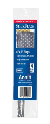 Annin US Hand Flags, 4 in. x 6 in., 4-Pack