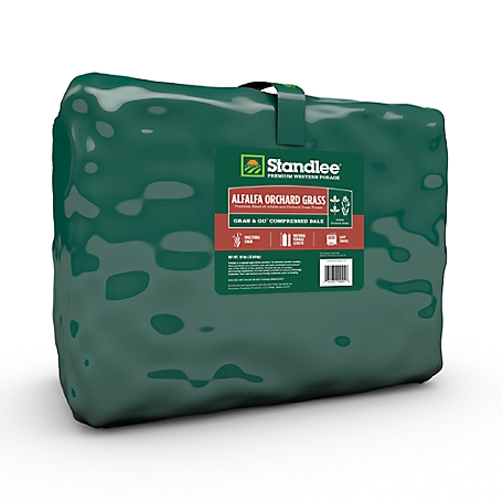 Standlee Premium Western Forage Premium Alfalfa/Orchard Grab and Go Compressed Hay Bale, 50 lb.