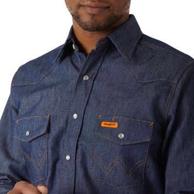 Image showing  Men's FR Flame-Resistant Hi-Vis Western Twill Long-Sleeve Snap-Front Work Shirt