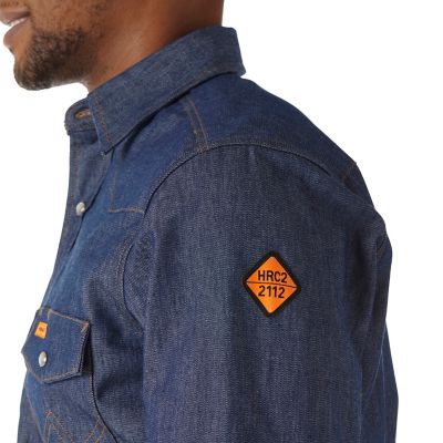 Image showing  Men's FR Flame-Resistant Hi-Vis Western Twill Long-Sleeve Snap-Front Work Shirt