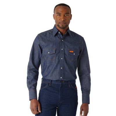 Wrangler FR Flame Resistant Long Sleeve Western Snap Twill Workshirt