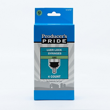 Producer's Pride Luer Lock Livestock Syringes, 12cc, 4-Pack
