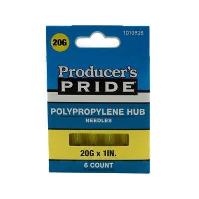 Producer's Pride Poly Hub Livestock Needles, 20 Gauge x 1 in., 6-Pack