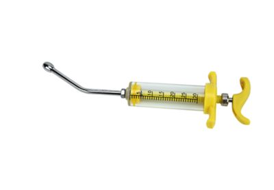Image showing  Nylon Livestock Syringe with Drench Tip, 30cc, Yellow