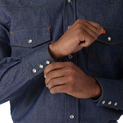 Image showing  Men's FR Flame-Resistant Hi-Vis Western Twill Long-Sleeve Snap-Front Work Shirt