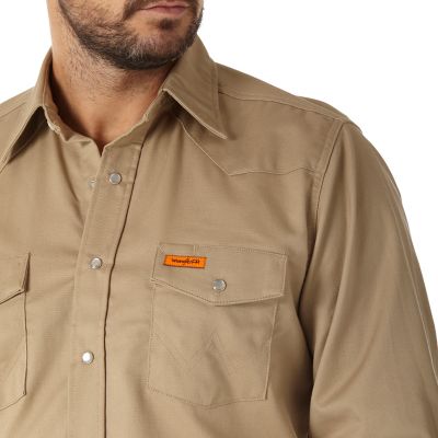 Image showing 2 th Wrangler Men's FR Flame-Resistant Hi-Vis Western Twill Long-Sleeve Snap-Front Work Shirt