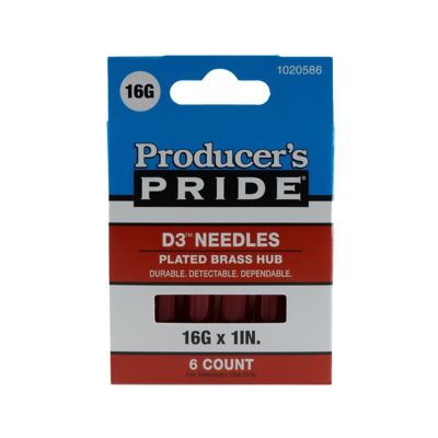 Producer's Pride 16 Gauge x 1 in. D3 Plated Brass Hub Livestock Needles, 6-Pack