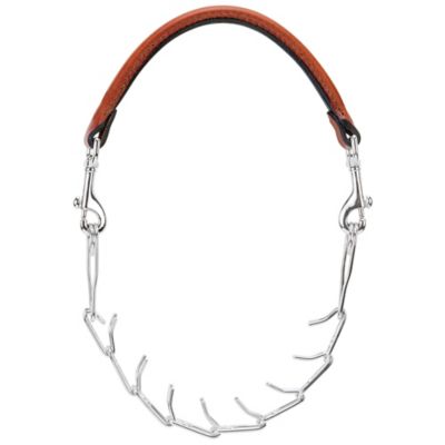 Weaver Leather 5/8 in. Goat Collar with Leather and Pronged Chain, Chestnut