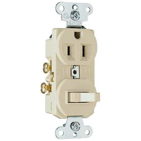 Pass & Seymour 1-Pole Toggle Switch/Outlet, Ivory