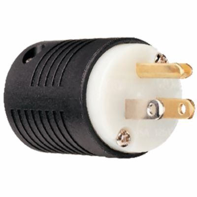 Pass & Seymour 15A Extra Hard Use Plug, Black/White