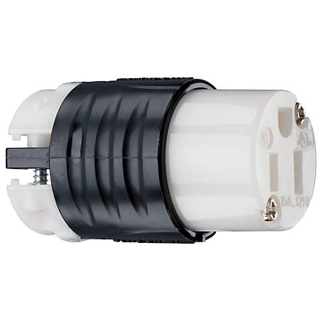 Pass & Seymour 15A Extra Hard Use Connector, Black/White