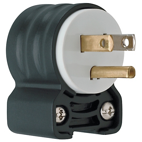 Pass & Seymour 15A Extra Hard Use Angled Plug, Black/White