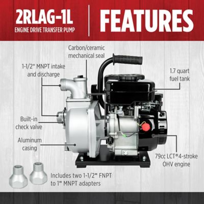 Image showing  2.4 HP Gas-Powered Engine Driven Water Transfer Pump, 60 GPM, CARB Compliant