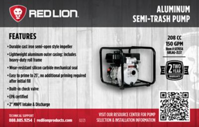 Image showing  3.8 qt. 6 HP Gas-Powered 2 in. Aluminum Semi-Trash Pump, 150 GPM