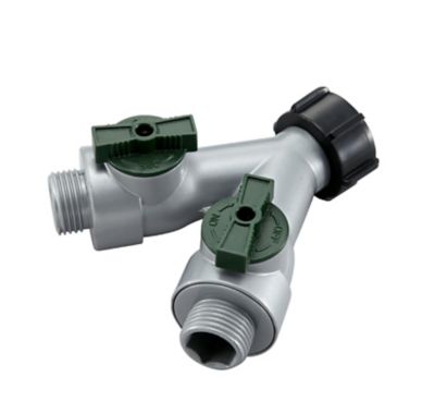 GroundWork 3/4 in. Metal Dual Hose Connector with Shutoff