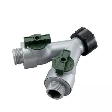 GroundWork 3/4 in Dual Metal Hose Connector with Shutoff Hose Connectors & Repair