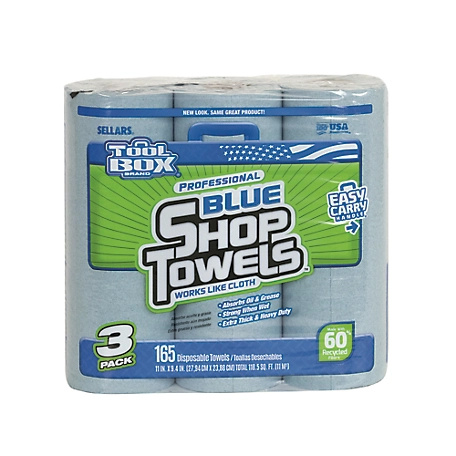 TOOLBOX Blue Shop Towel Rolls, 3-Pack