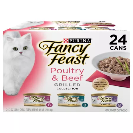 Fancy Feast Purina Grilled Wet Cat Food Poultry and Beef Collection Wet Cat Food Variety Pack Wet Cat Food