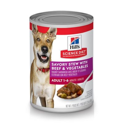 Hill's Science Diet Adult Savory Beef and Vegetables Stew Wet Dog Food, 12.8 oz. Can Our two German Shepherds ate it well