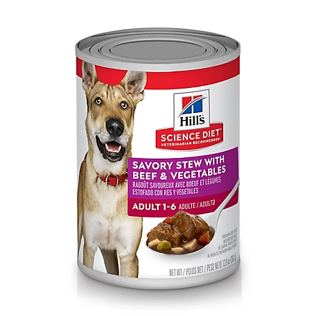 Hill's Science Diet Adult Savory Beef and Vegetables Stew Wet Dog Food, 12.8 oz. Can