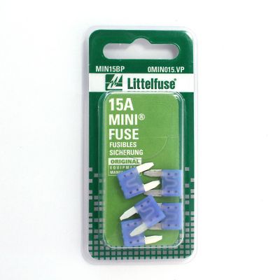 Littelfuse Mini 15A Blade Fuses, Pack of 5, 0MIN015.VP