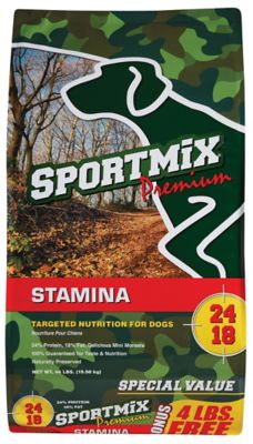 Sportmix Stamina Adult Performance Mini Chunk Chicken and Pork Recipe Dry Dog Food Good fog food
