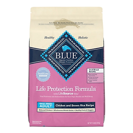 Blue Buffalo Life Protection Small Breed Formula, Natural Chicken & Brown Rice Flavor, Adult Dry Dog Food, 15 lb. Bag