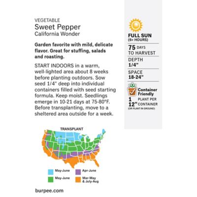 Image showing  California Wonder Sweet Pepper Seeds