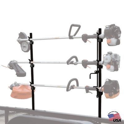 Image showing  3-Position Snap-In Lockable Steel Trimmer Rack for Open Landscape Trailers, Black